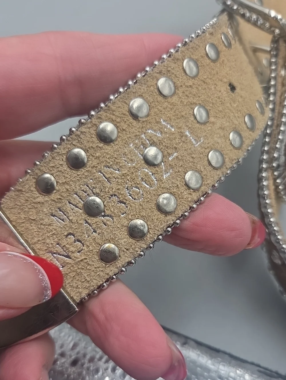 Nocona Genuine Leather Calf Hair on Hide Rhinestone Belt Rodeo Western Bling